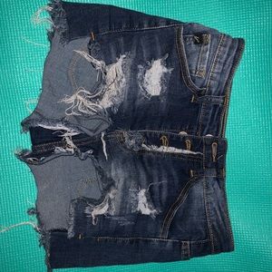Distressed High Rise Shorts